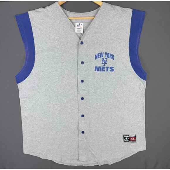 Vintage Y2K New York Mets MLB Baseball Grey Blue Jersey Shirt XL Logo Athletic - Picture 1 of 13